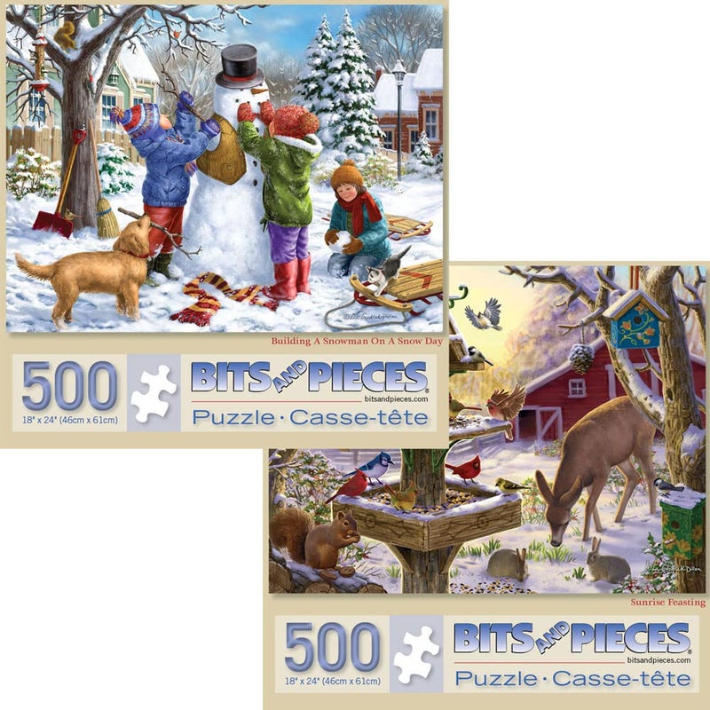 Bits and Pieces â€“ Value Set of Two Large 500 Piece Jigsaw Puzzles for Adults â€“ Jigsaw Puzzle Set by Artist Liz Goodrick Dillon, Completed Puzzle Size: 18" x 24" - Image 1